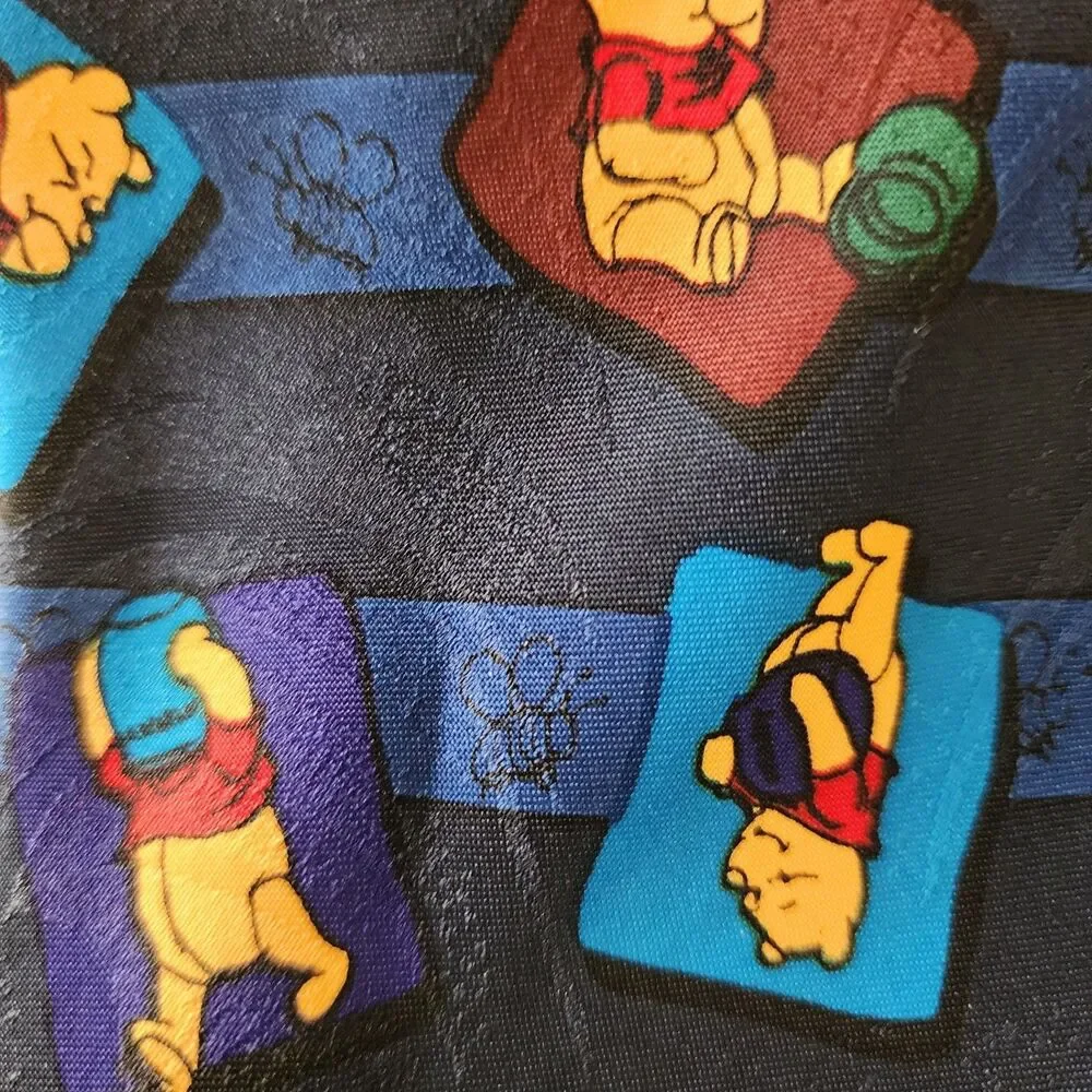 Vintage Disney Pooh Bear Tie Navy Blue Striped Winnie The Pooh Exquisite Apparel